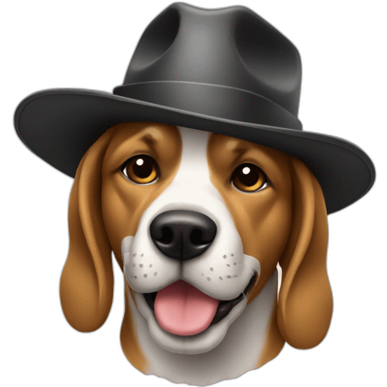 dog wearing hat and smoking emoji