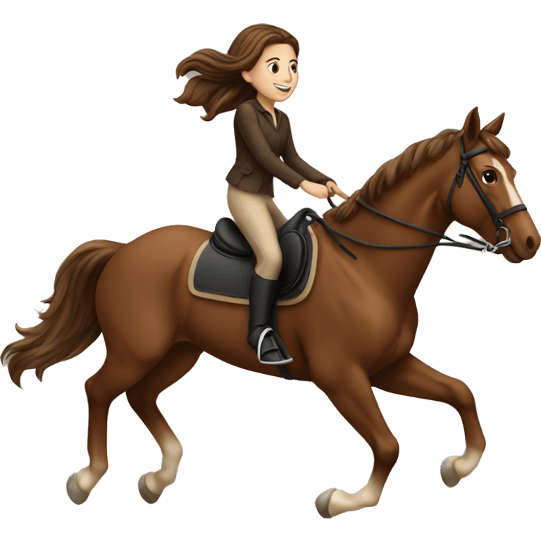 Brown hair girl on a horse jumping  emoji