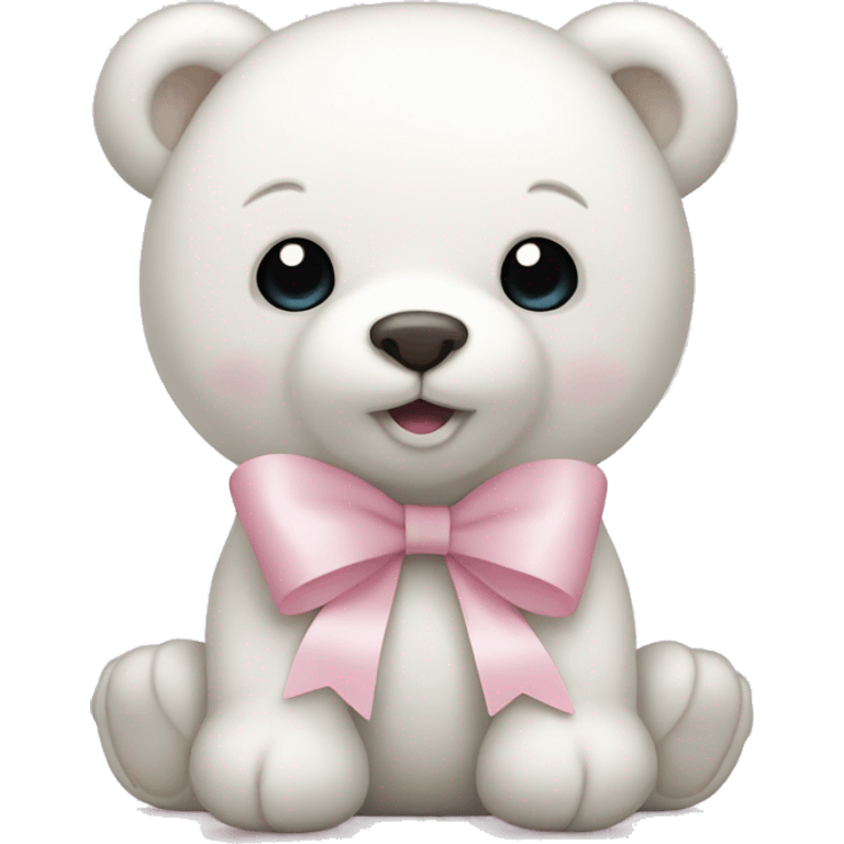 White teddy bear with light pink bow emoji