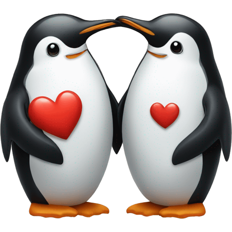 Penguin couple with a heart in the middle  emoji