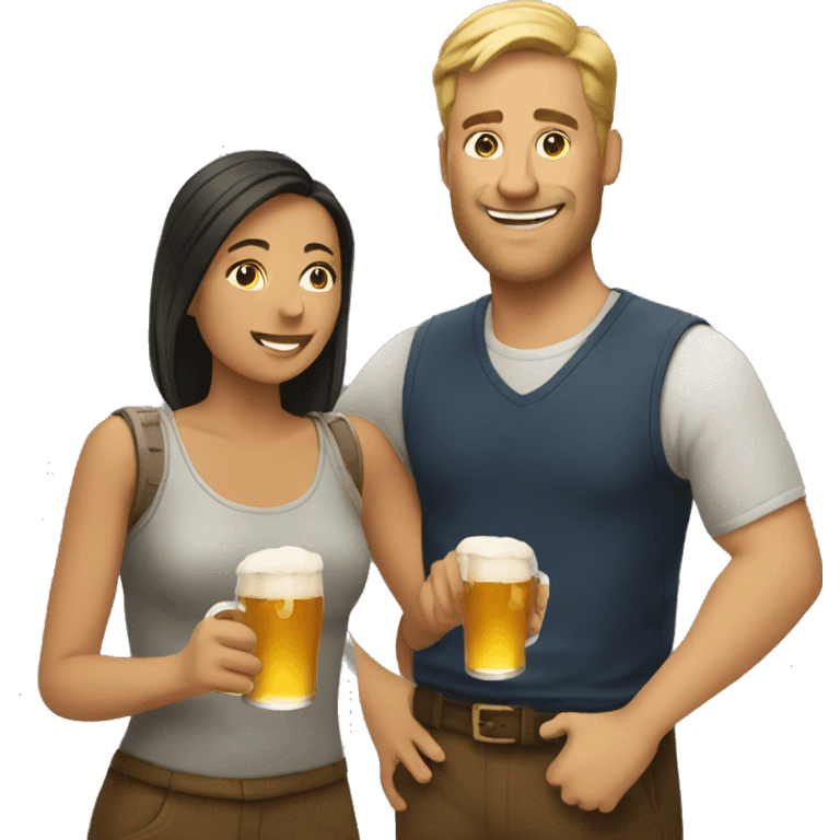 man and woman drinking beer emoji