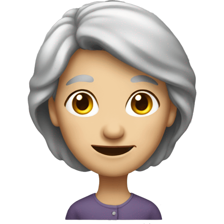 old smiley woman with grey hair emoji