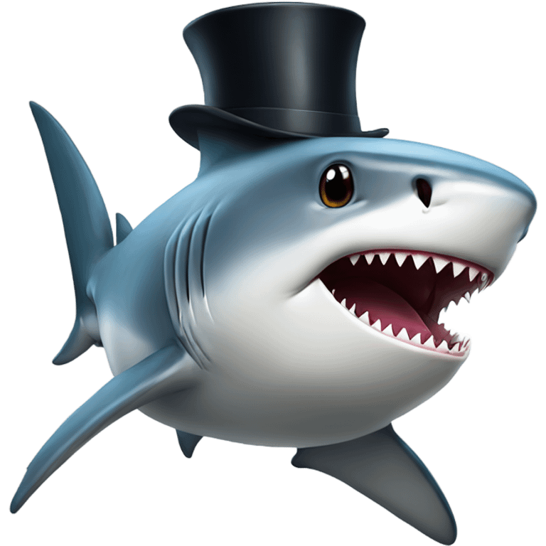 Shark with a top hat emoji