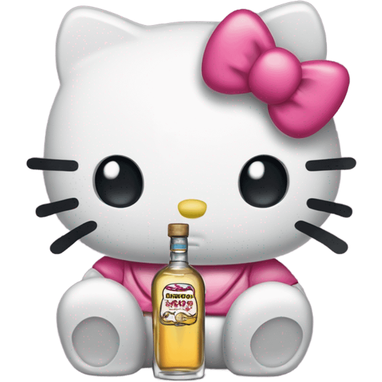 Hello kitty Crying sad tears depressed with tequila hello kitty emoji