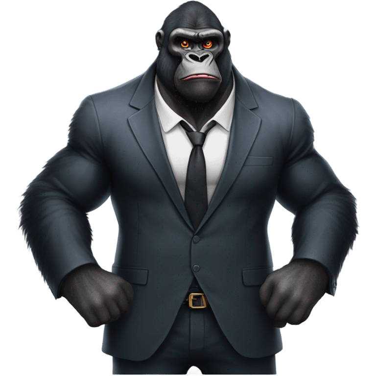 beautiful tall and muscular gorilla with a mafia outfit  emoji