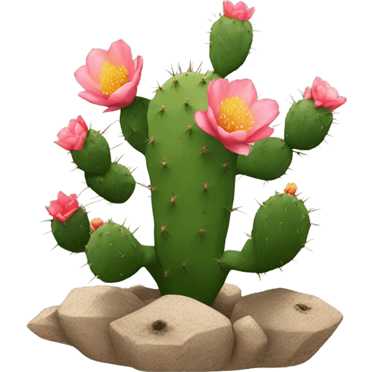 Prickly pear cactus with flowers emoji