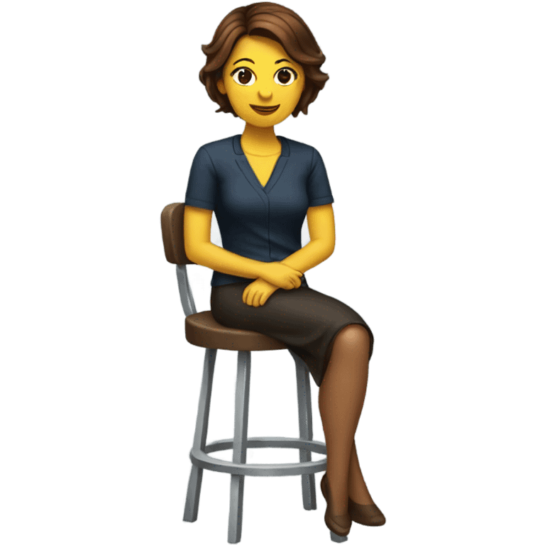 Woman with short brown hair sitting on barstool  emoji