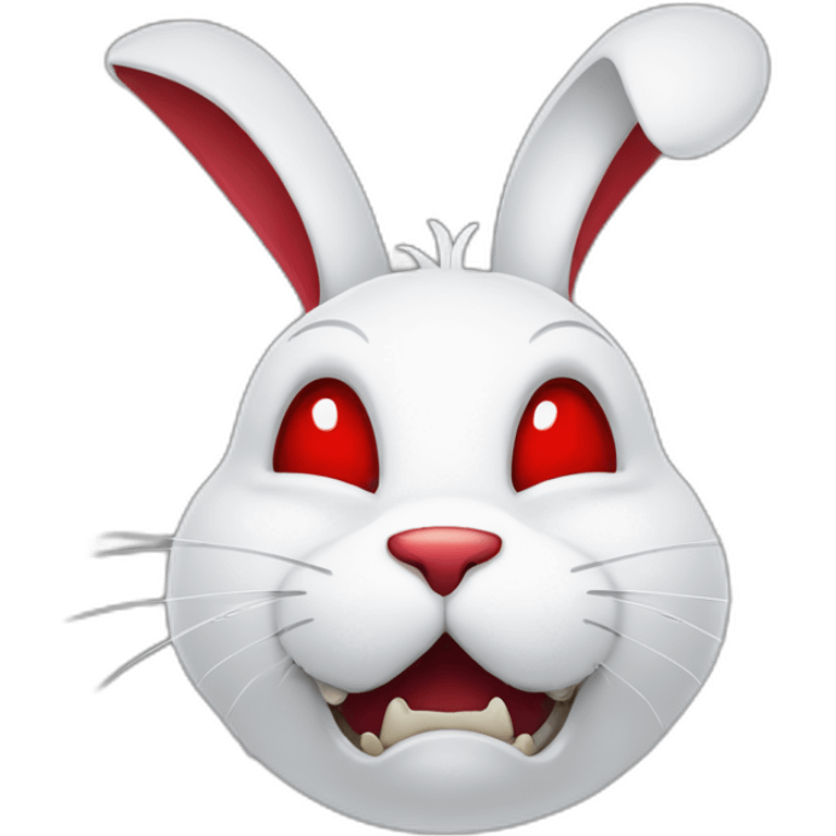 evil white rabbit with sharp fangs with red around mouth emoji