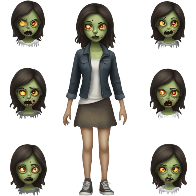 Brunette girl zombie horror  emoji