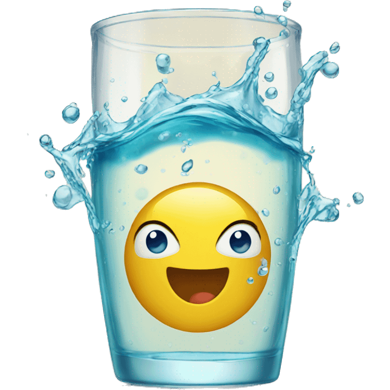 Sparkling splashing clear water in a clear glass  emoji