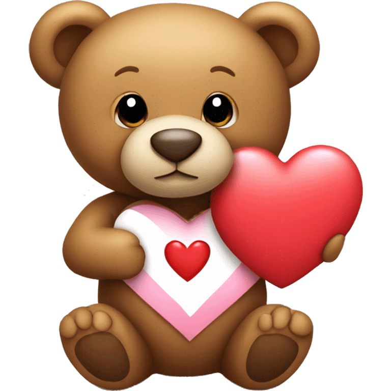 Teddy bear holding heart emoji