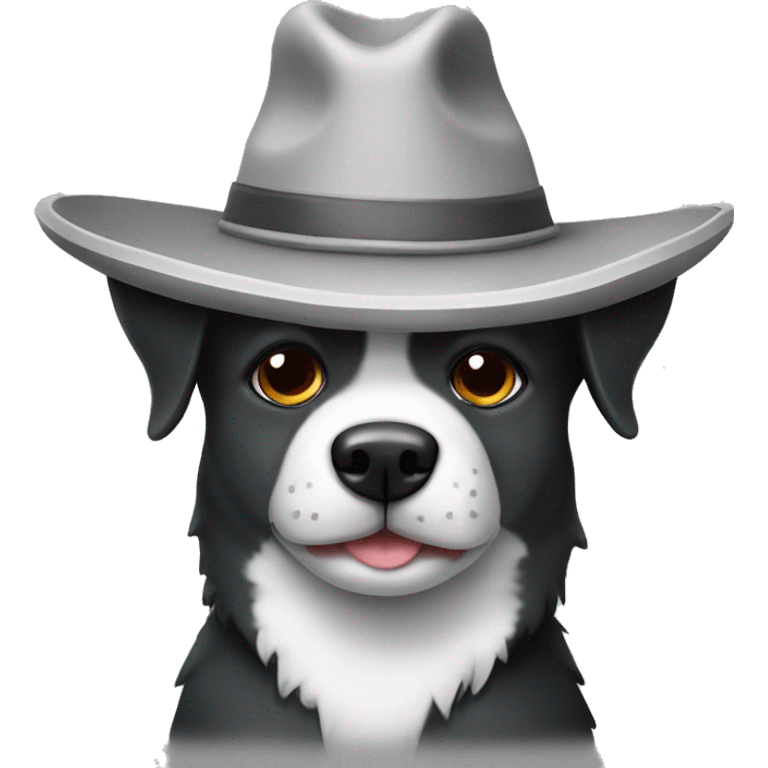 Perro gris con sombrero de pingüino emoji