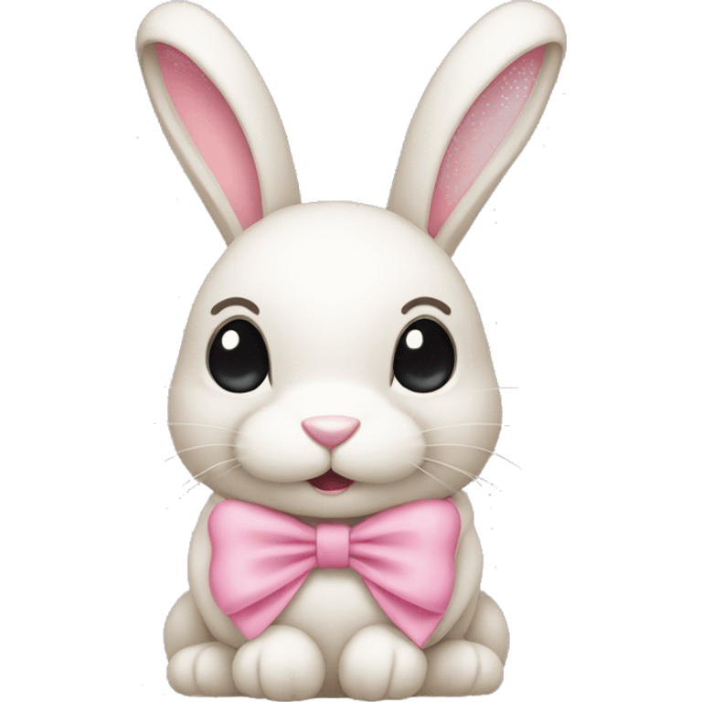 Christmas bunny with light pink bow  emoji