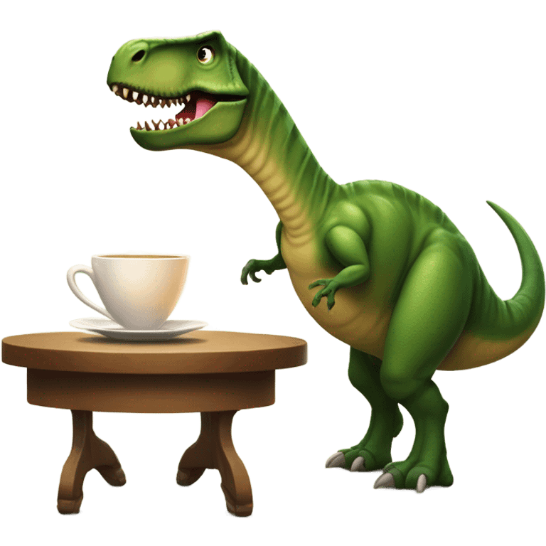 Dinosaur drinking tea emoji