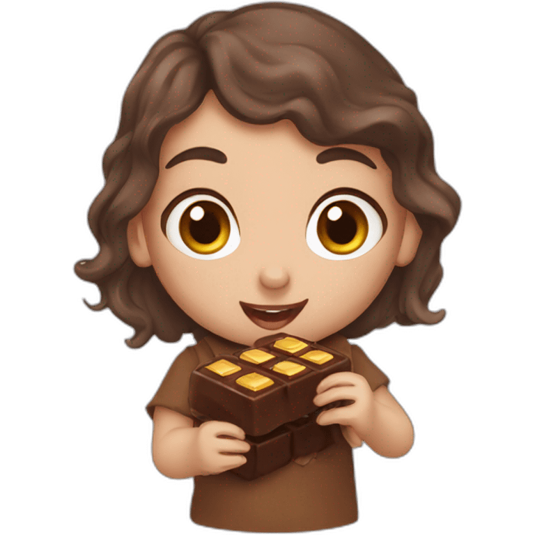 hobbit girl eating chocolate bar emoji