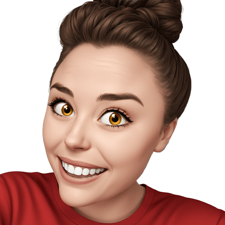 smiling girl in red shirt emoji