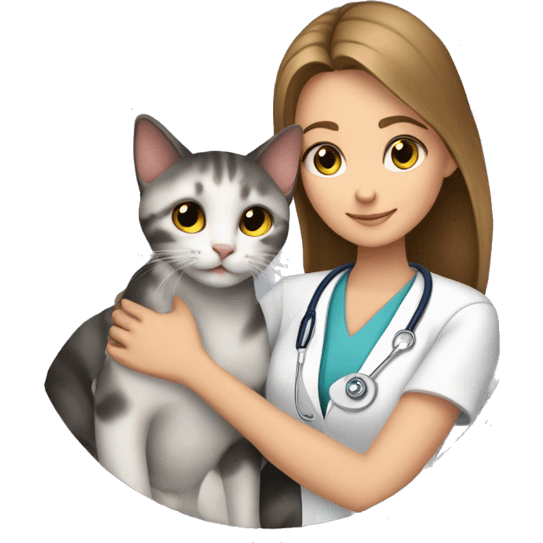 cat cuddles veterinarian girl emoji