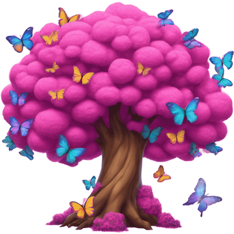 Pink Lisa frank tree covered with large butterflies  emoji