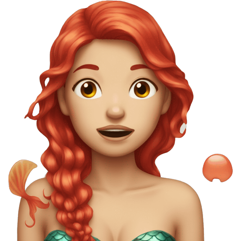 mermaid with red hair is crying emoji