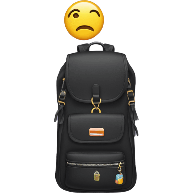 Black backpack with bag charms emoji