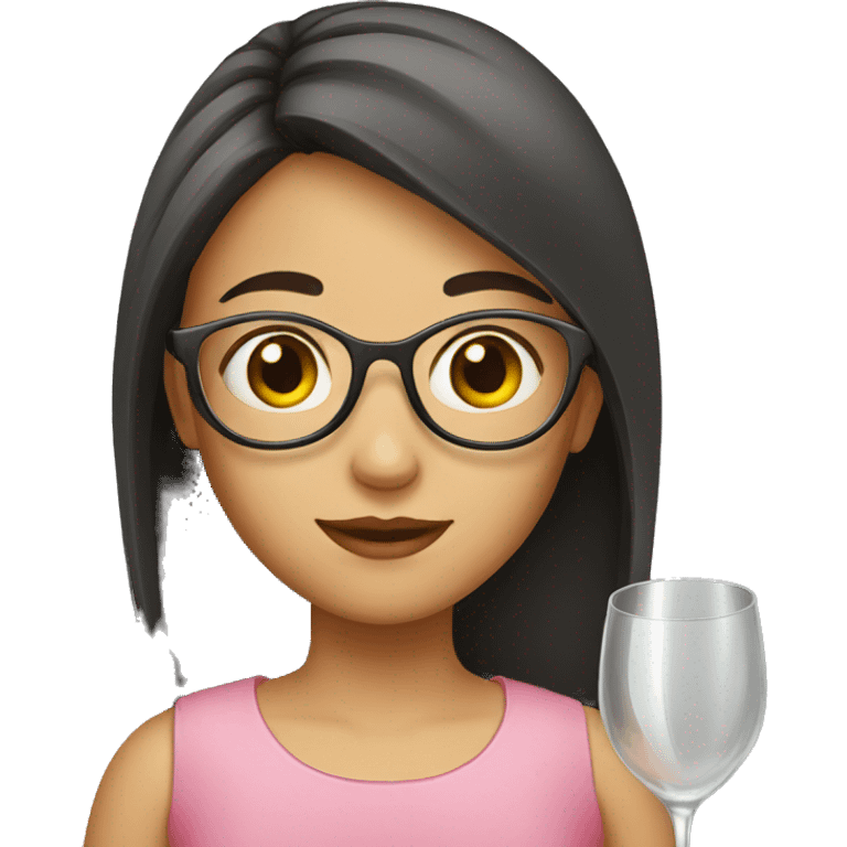 A girl with a glass emoji