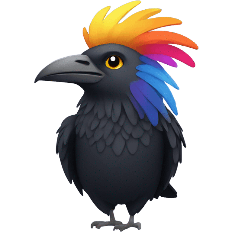 mullet wig on a crow emoji