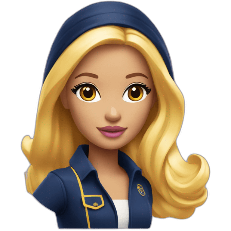 barbie girl with skin in navy blue color like avatar and rose-yellow hairs emoji