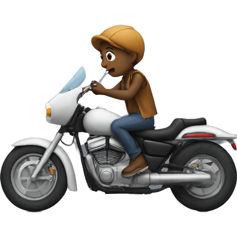 Boy on motorcycle smoking emoji