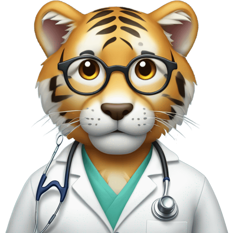 Tiger dressed as a doctor emoji