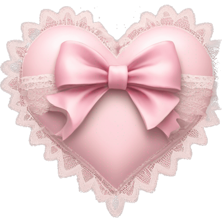 rococo Pastel pink heart with bow with lace and frills  emoji