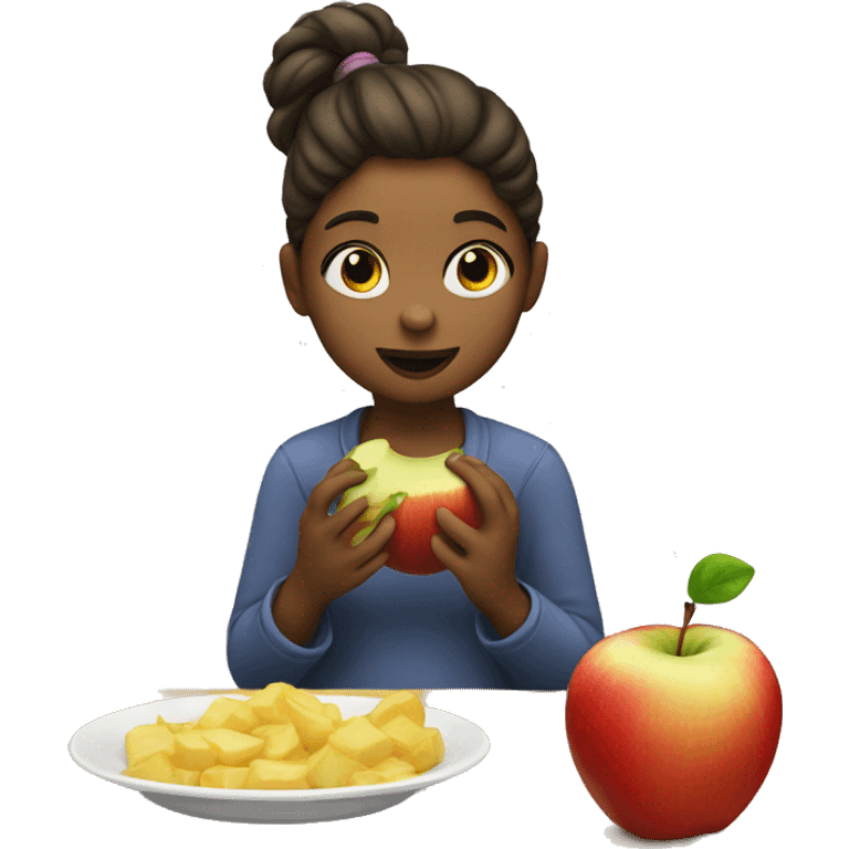 girl eats apple emoji