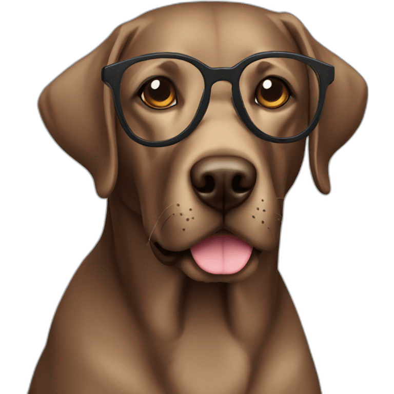 dark brown labrador with glasses emoji