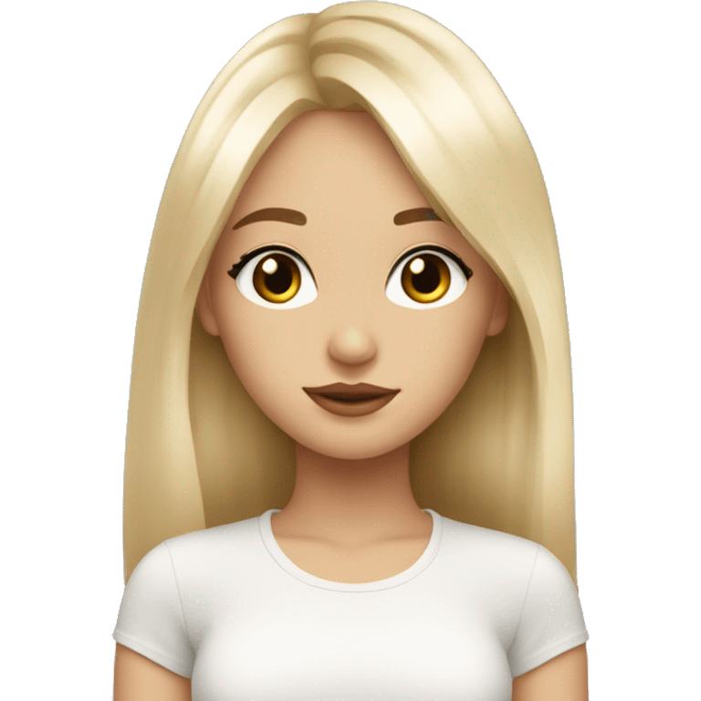 Beautiful girl light blonde long with bangs and hazel eyes with long eyelashes emoji