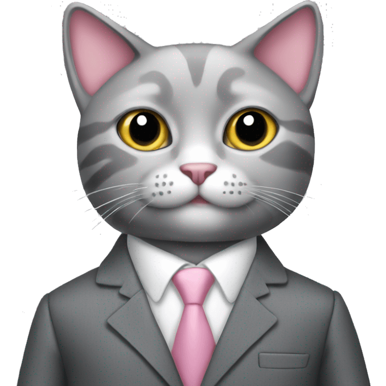 Pink gray cat in a gray suit emoji