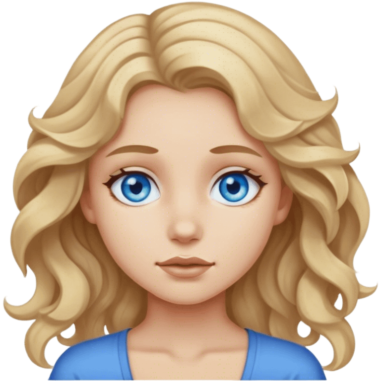 girl with slightly dirty blonde wavy hair with blue eyes emoji