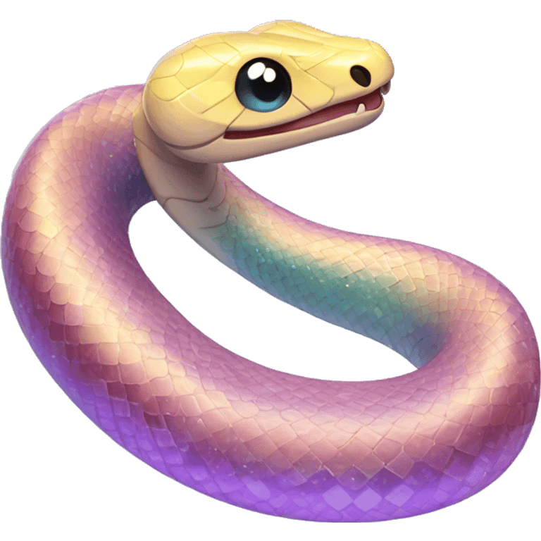 Sparkly glossy Pastel iridescent glass snake emoji