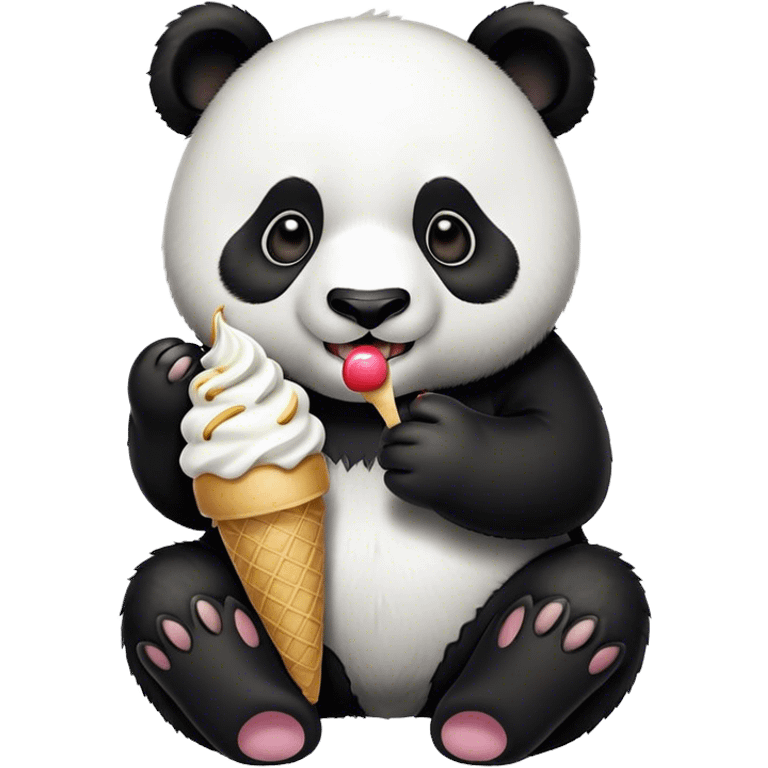 Panda eating ice cream emoji