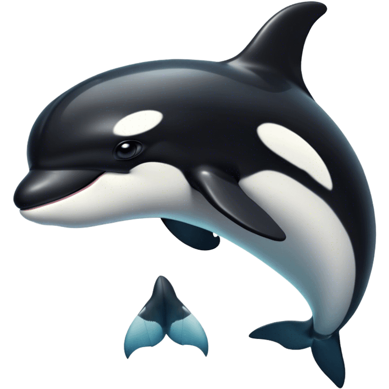 Cinematic Noble orca Portrait Emoji, Poised and majestic, with a sleek, streamlined black-and-white body, piercing intelligent eyes, and a powerful, commanding presence, Simplified yet sharp and sophisticated features, highly detailed, glowing with a soft oceanic radiance, high shine, intelligent and formidable, stylized with an air of deep-sea dominance, focused and alert, soft glowing outline, capturing the essence of an apex predator that appears ready to surge out of the waves with effortless authority! emoji