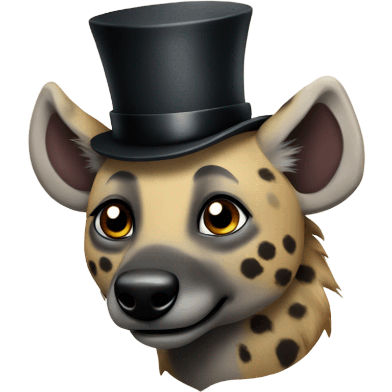 Cute hyena with a top hat emoji