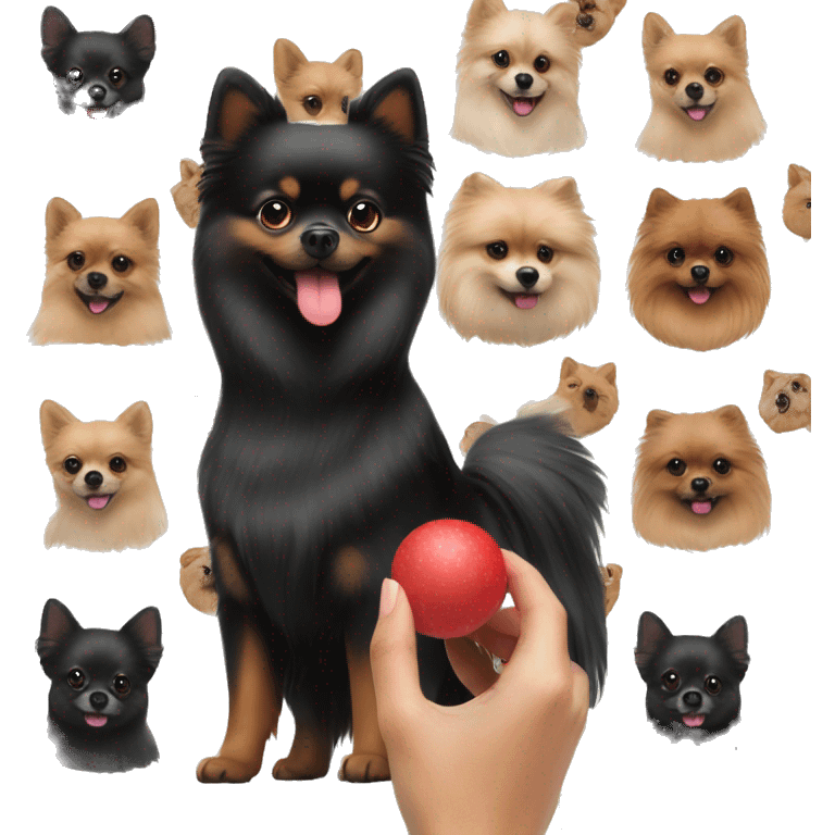 Black and red pomeranian with girl  emoji