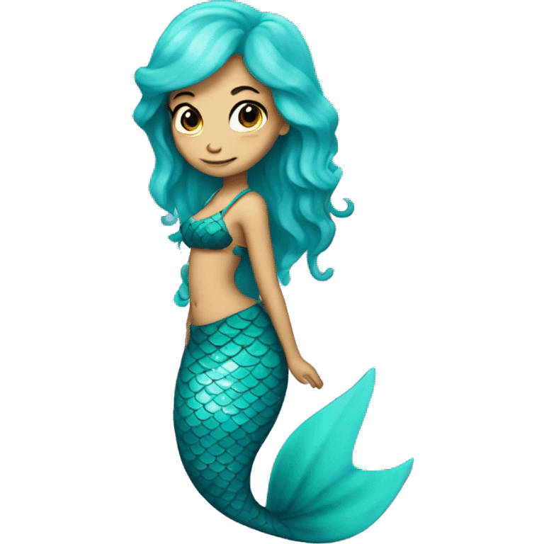 Mermaid with aqua hair and tail emoji