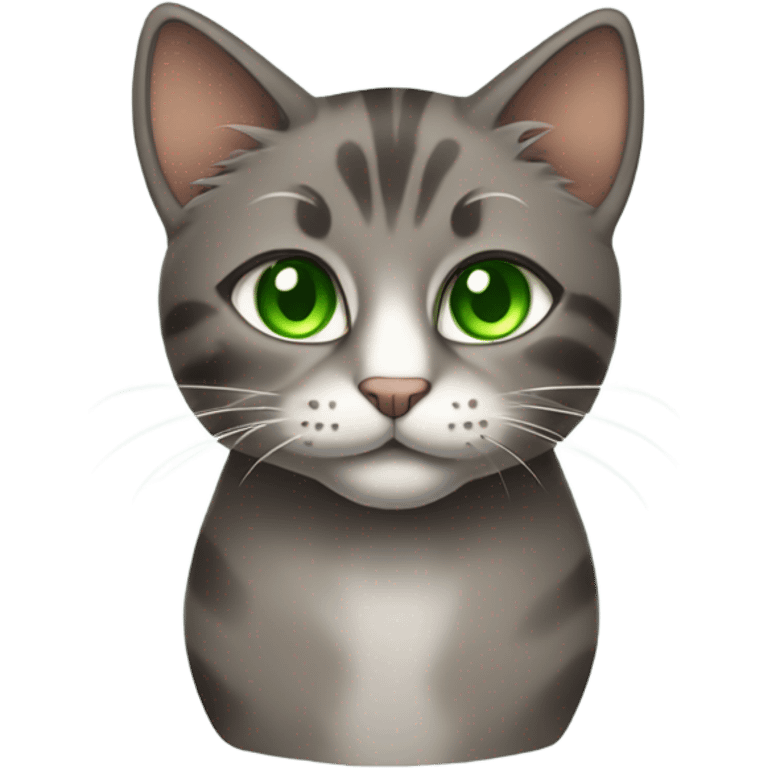 Domestic gray and brown cat with green eyes emoji