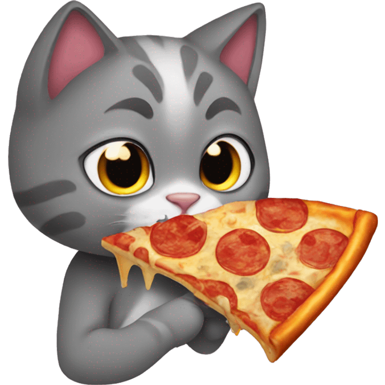 Cat eating pizza emoji