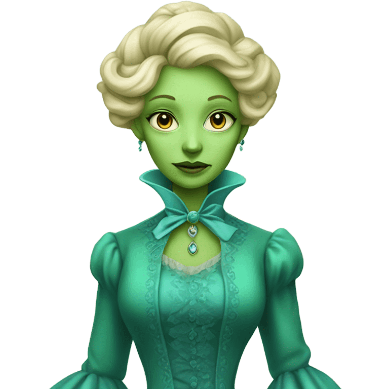 "green blonde alien woman"  in cyan
 Victorian dress elegant, full body emoji