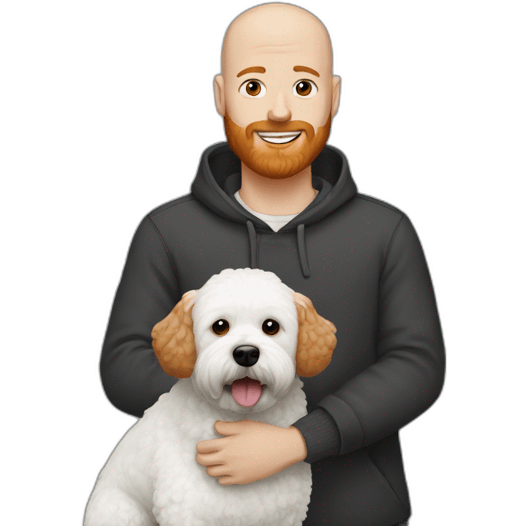 Bald man with ginger beard and Bichon frise emoji