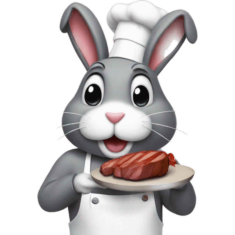 Bunny cooking steak emoji