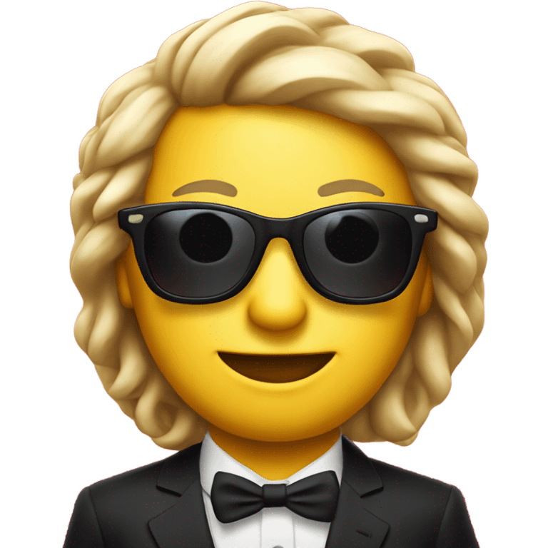 formal attire on red backdrop sunglass emoji