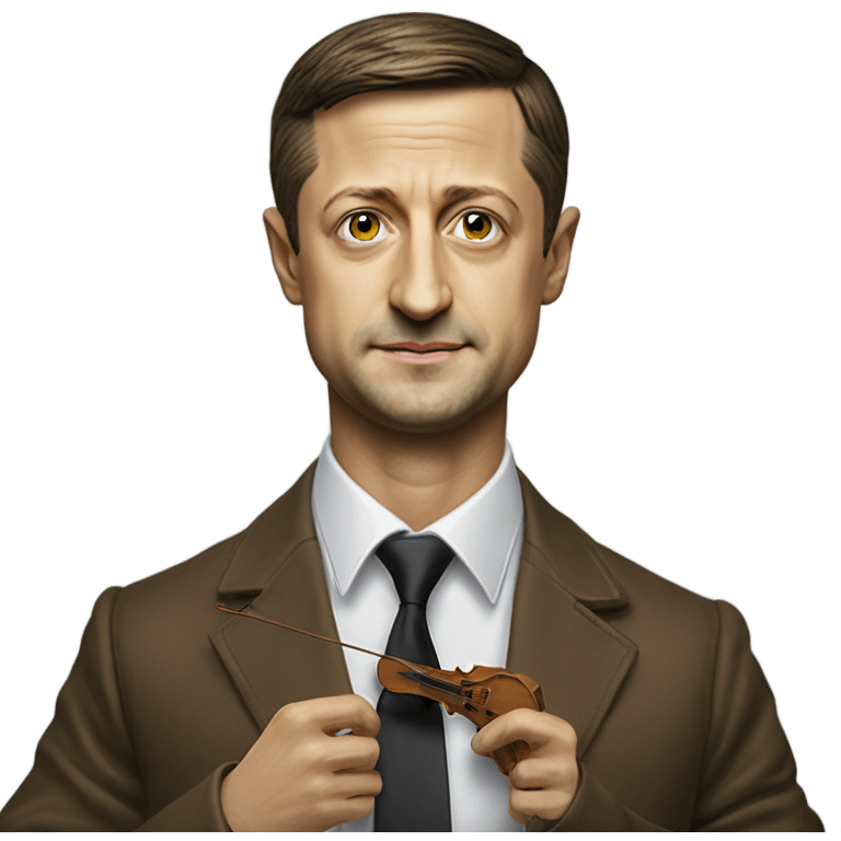 Hyper realistic Vladimir Zelensky pulls the strings  of a wooden doll emoji