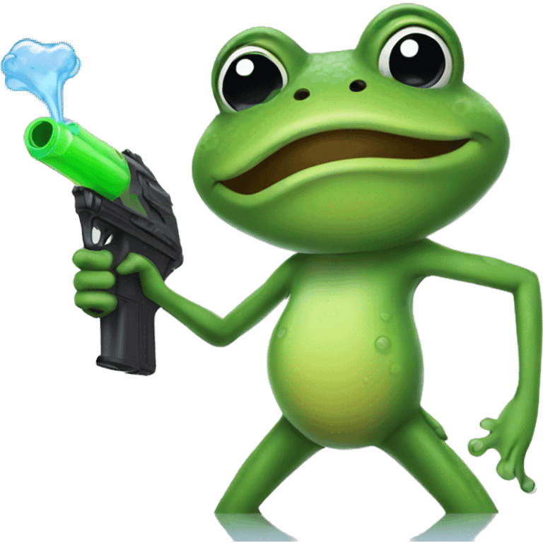 frog with a watergun emoji