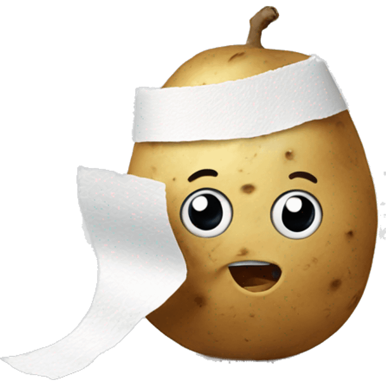 Potato with toilet paper stuck to it emoji